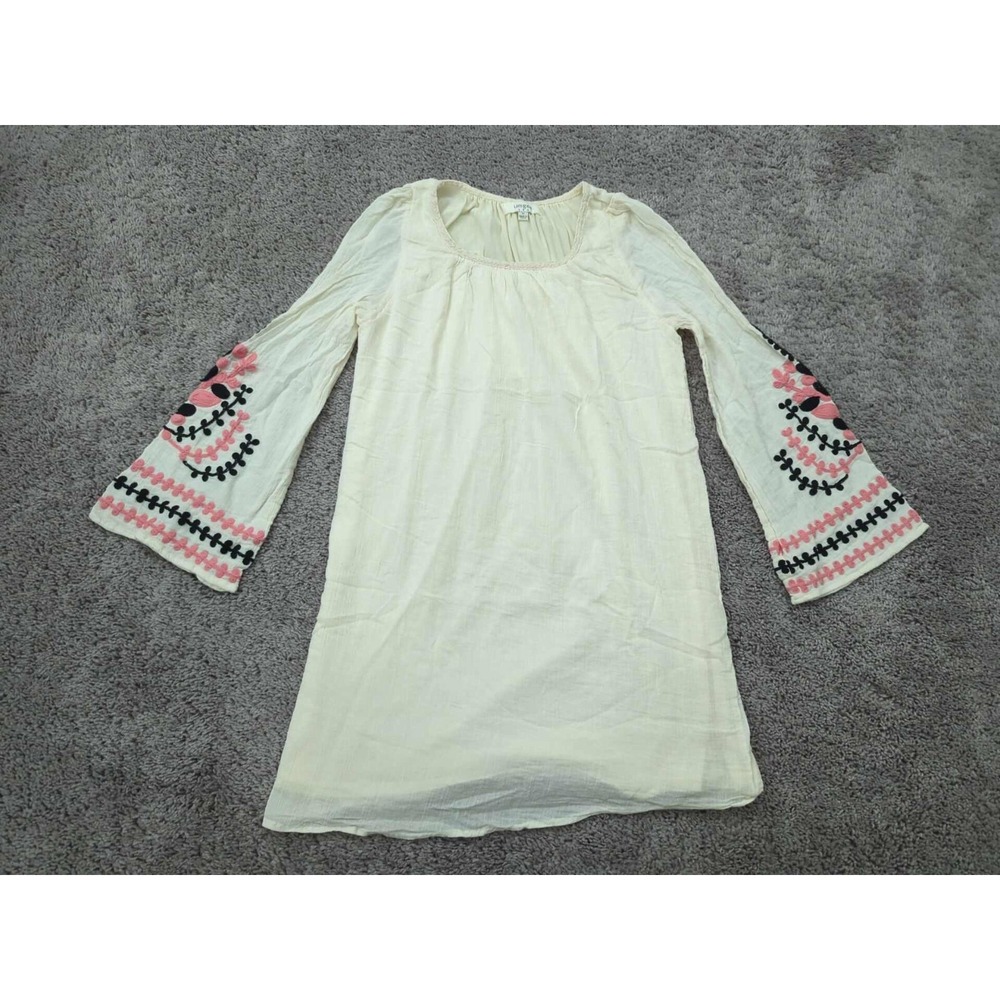 UMGEE USA Dress‎ Womens Medium Ivory Embroidered Floral Mini Flowy Casual Boho